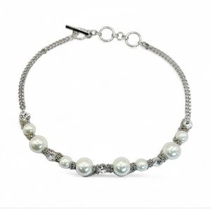 GIVENCHY Faux Pearl and Crystal Collar Vintage Necklace.